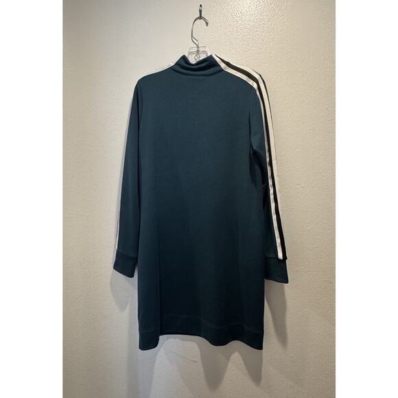 ATHLETA Size Medium Crosstown Track Dress Teal Sweatshirt Athletic Long Sleeve - Picture 2 of 6